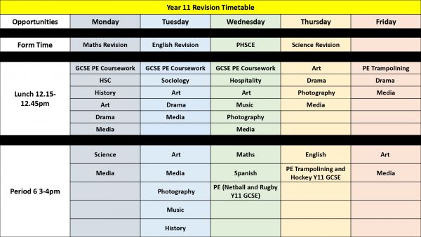 Year 11 Revision Timetable page 0001